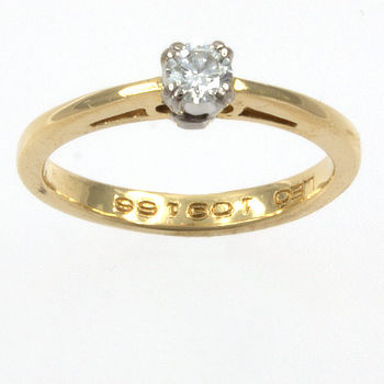 18ct gold Diamond 16pt Solitaire Ring size I½